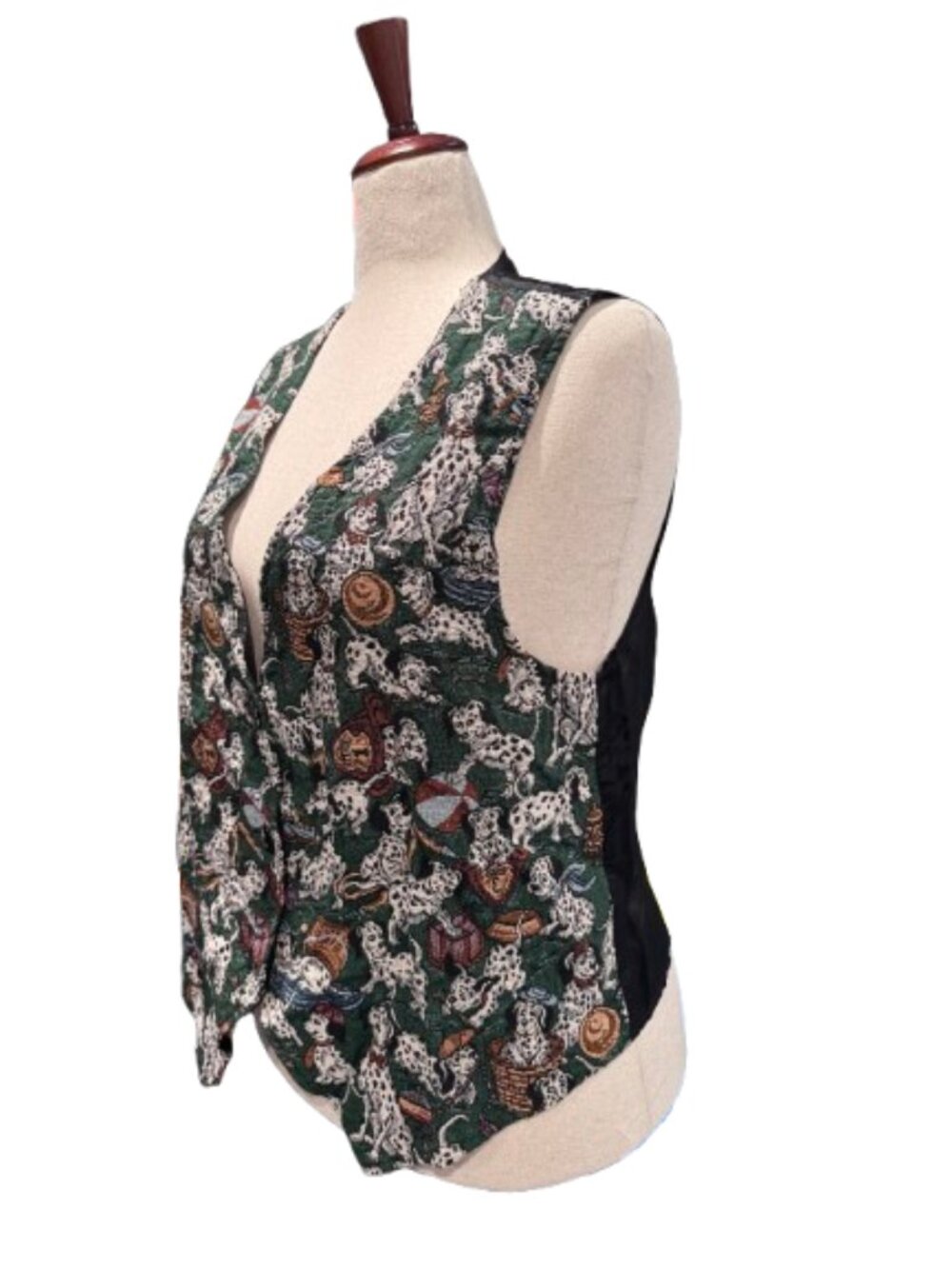 VTG Casual Corner & Co Dalmatian Women’s Vest Button Up Green Multicolor (1XL) - Picture 3 of 16